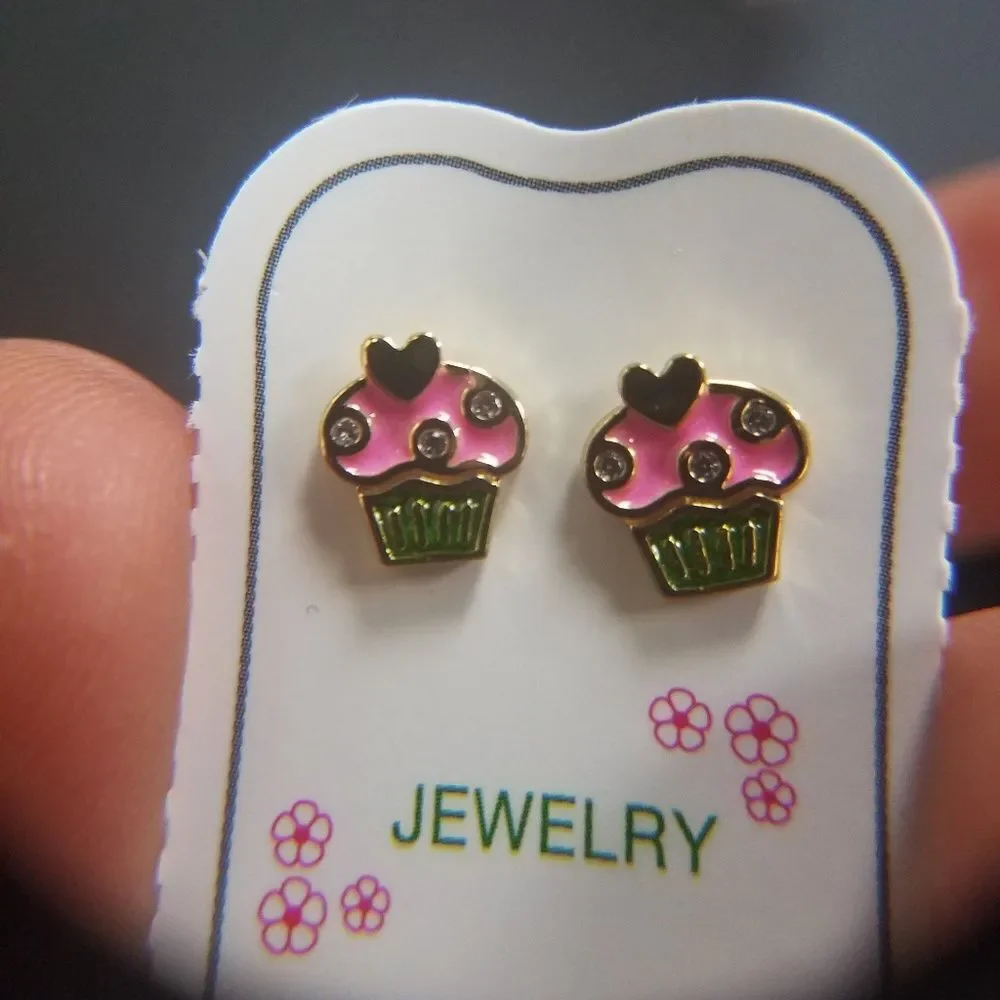 14k gold plated Enamel Cupcake Earrings